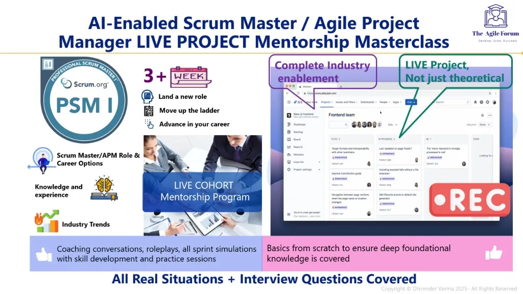 Scrum Master mentorship masterclass — live cohort training